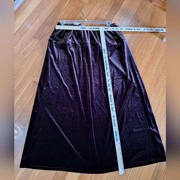 Vintage Brown Velour Maxi Skirt Pull On Elastic Waist Women's 2XL Bohemian NEW - Picture 8 of 8